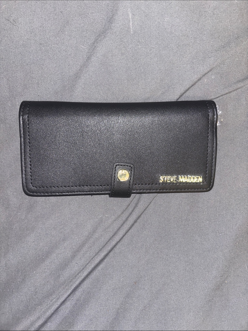 Steve Madden Black Wallet with Gold Hardware